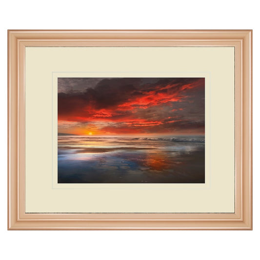 Classy Living Coastal Sunset Glow 40x34in Wall Art | Contemporary Rose Gold MDF Frame and Paper Print | Living Room & Bedroom Decor | 1 x | Model DM5652