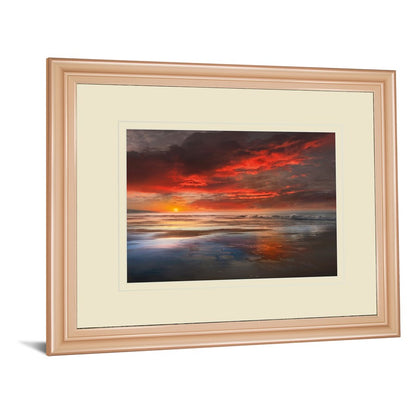 Classy Living Coastal Sunset Glow 40x34in Wall Art | Contemporary Rose Gold MDF Frame and Paper Print | Living Room & Bedroom Decor | 1 x | Model DM5652