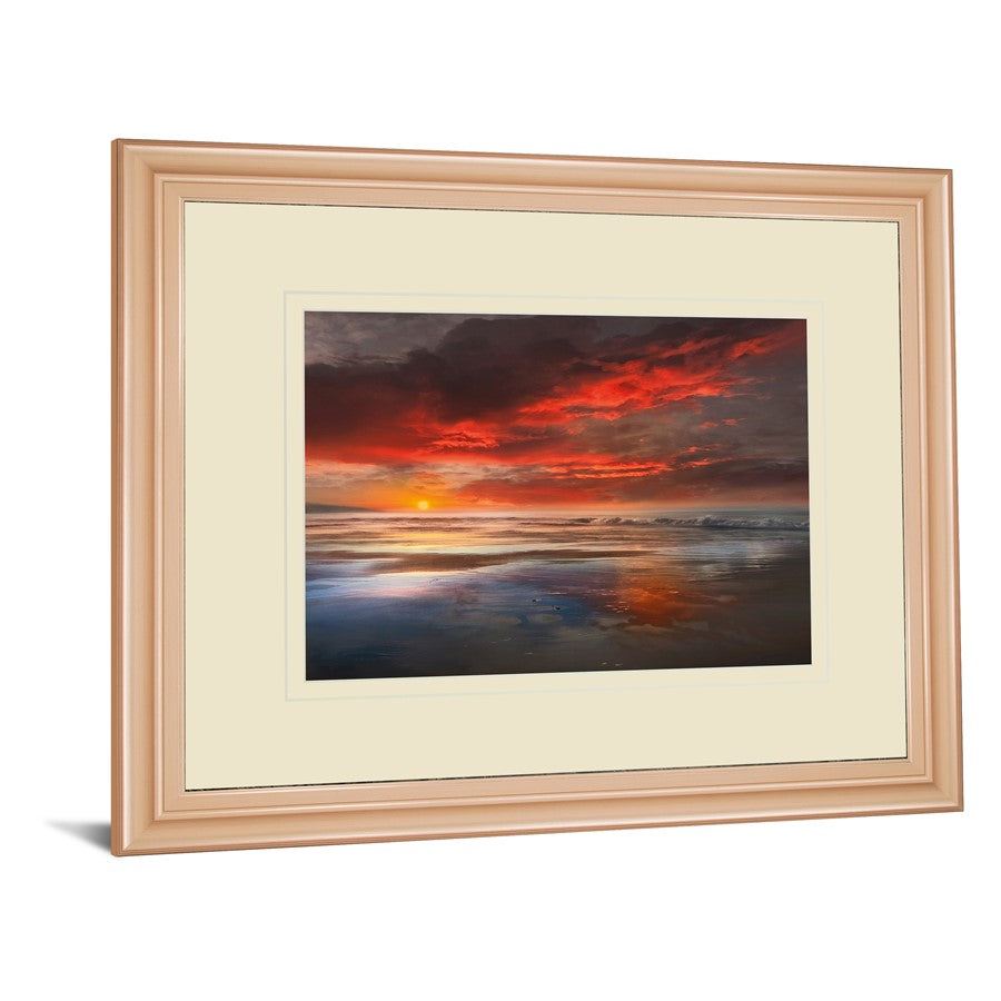Classy Living Coastal Sunset Glow 40x34in Wall Art | Contemporary Rose Gold MDF Frame and Paper Print | Living Room & Bedroom Decor | 1 x | Model DM5652