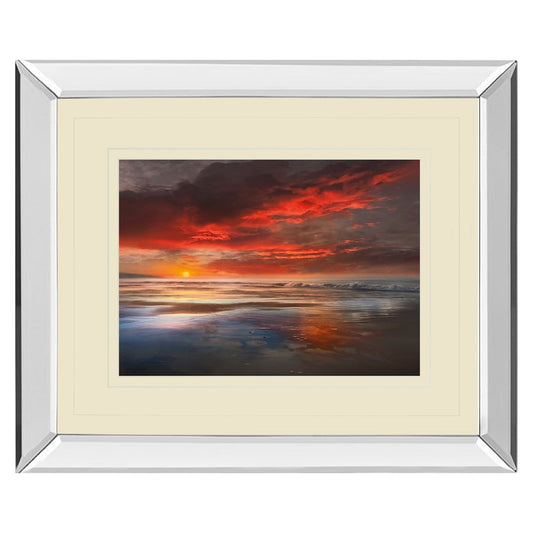 Classy Living Coastal Sunset Glow 40x34in Wall Art | Contemporary Mirrored Frame | Living Room & Bedroom Decor | 40 x 34 x 3 in | Model DM5652MF