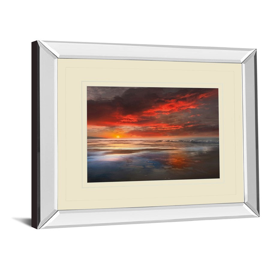 Classy Living Coastal Sunset Glow 40x34in Wall Art | Contemporary Mirrored Frame | Living Room & Bedroom Decor | 40 x 34 x 3 in | Model DM5652MF