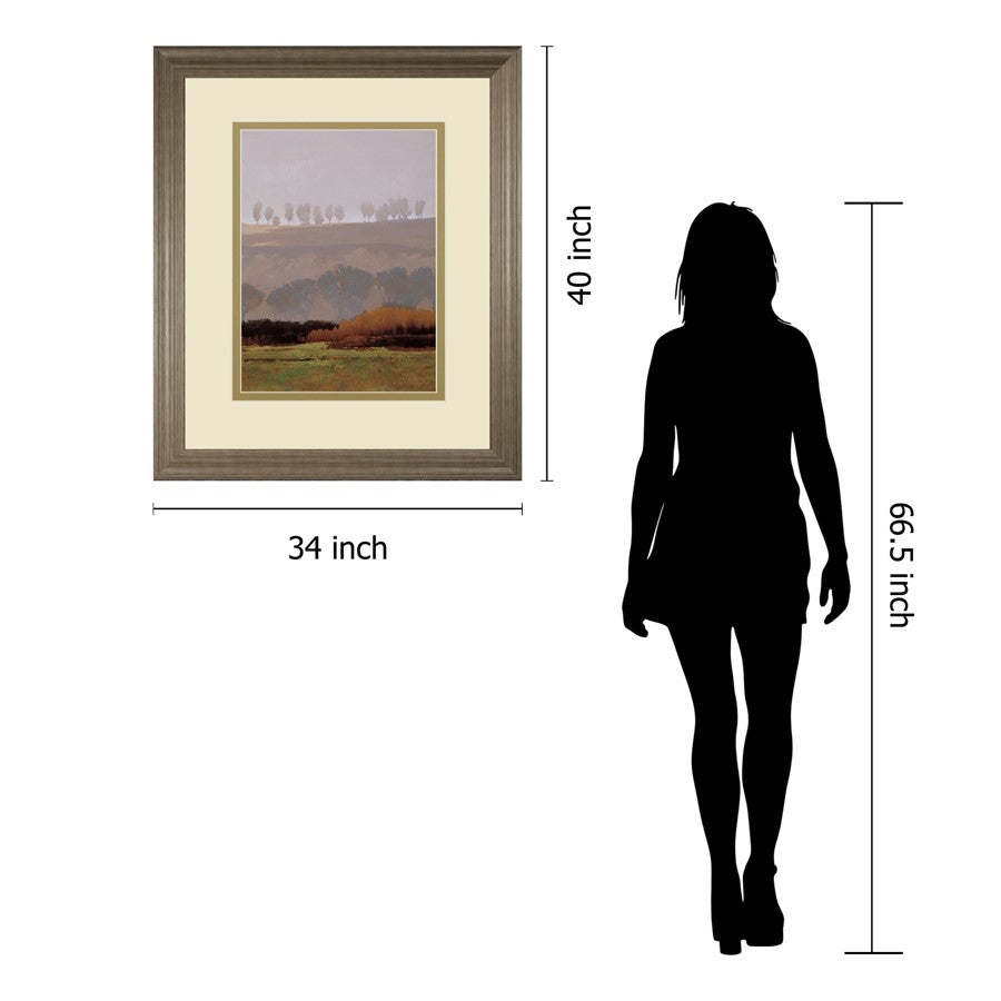 Classy Living Misty Tree Line Wall Art 34x40 | Contemporary Paper Print in Tranquil Ash Frame | Living Room & Office Decor | 1 x 34 x 40 in | Model DM5658