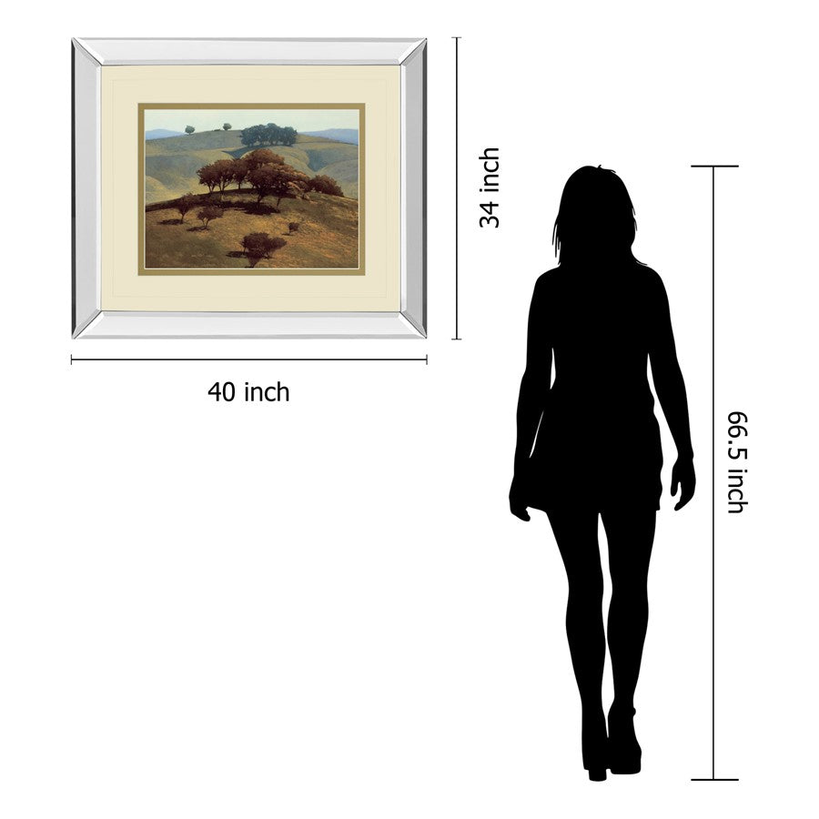Classy Living Rolling Hills 40x34in Wall Art | Contemporary Mirrored Frame Landscape | Living Room & Office Decor | 40 x 34 x 3 in | Model DM5659MF