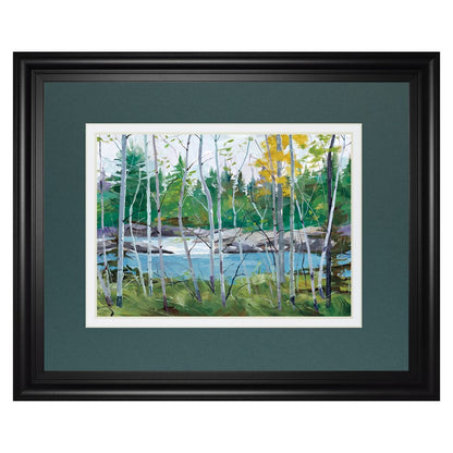 Classy Living Birch River View Wall Art 40x34in | Transitional Midnight Aura MDF Frame with Paper Print | Living Room & Office Decor | 1 x | Model DM5661