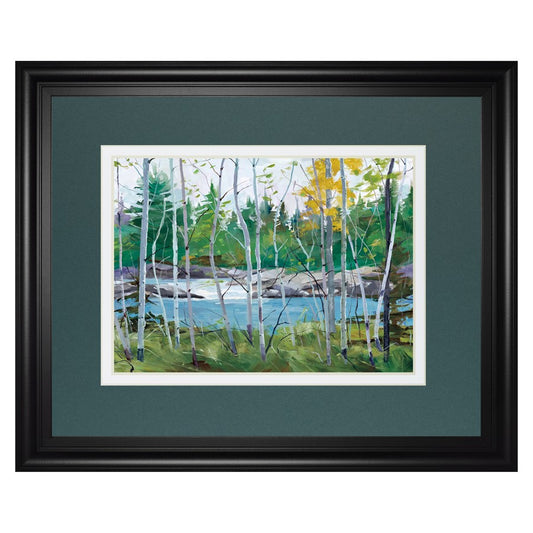 Classy Living Birch River View Wall Art 40x34in | Transitional Midnight Aura MDF Frame with Paper Print | Living Room & Office Decor | 1 x | Model DM5661