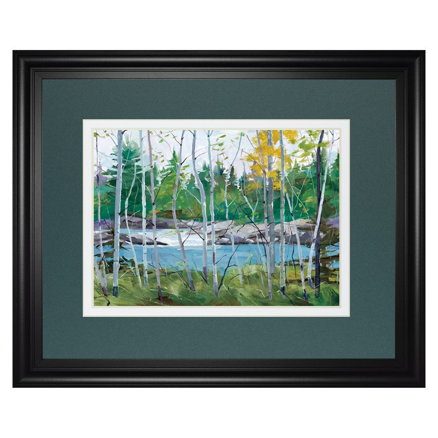 Classy Living Birch River View Wall Art 40x34in | Transitional Midnight Aura MDF Frame with Paper Print | Living Room & Office Decor | 1 x | Model DM5661