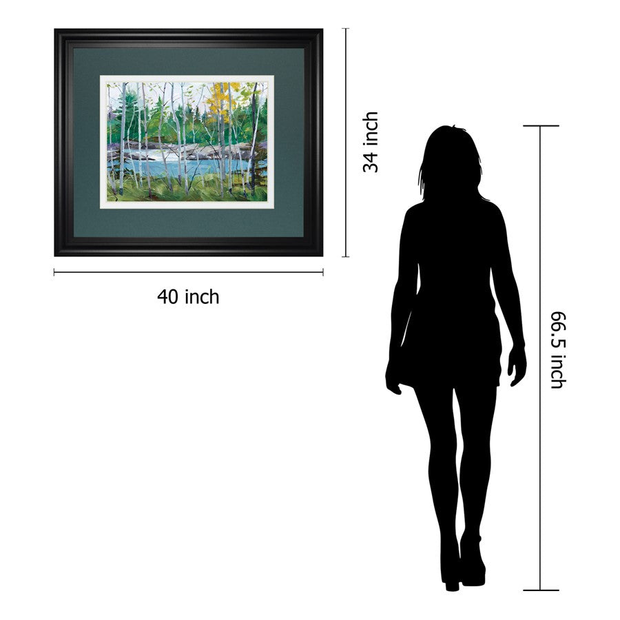 Classy Living Birch River View Wall Art 40x34in | Transitional Midnight Aura MDF Frame with Paper Print | Living Room & Office Decor | 1 x | Model DM5661