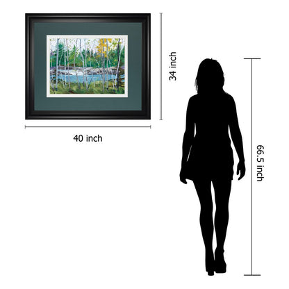 Classy Living Birch River View Wall Art 40x34in | Transitional Midnight Aura MDF Frame with Paper Print | Living Room & Office Decor | 1 x | Model DM5661