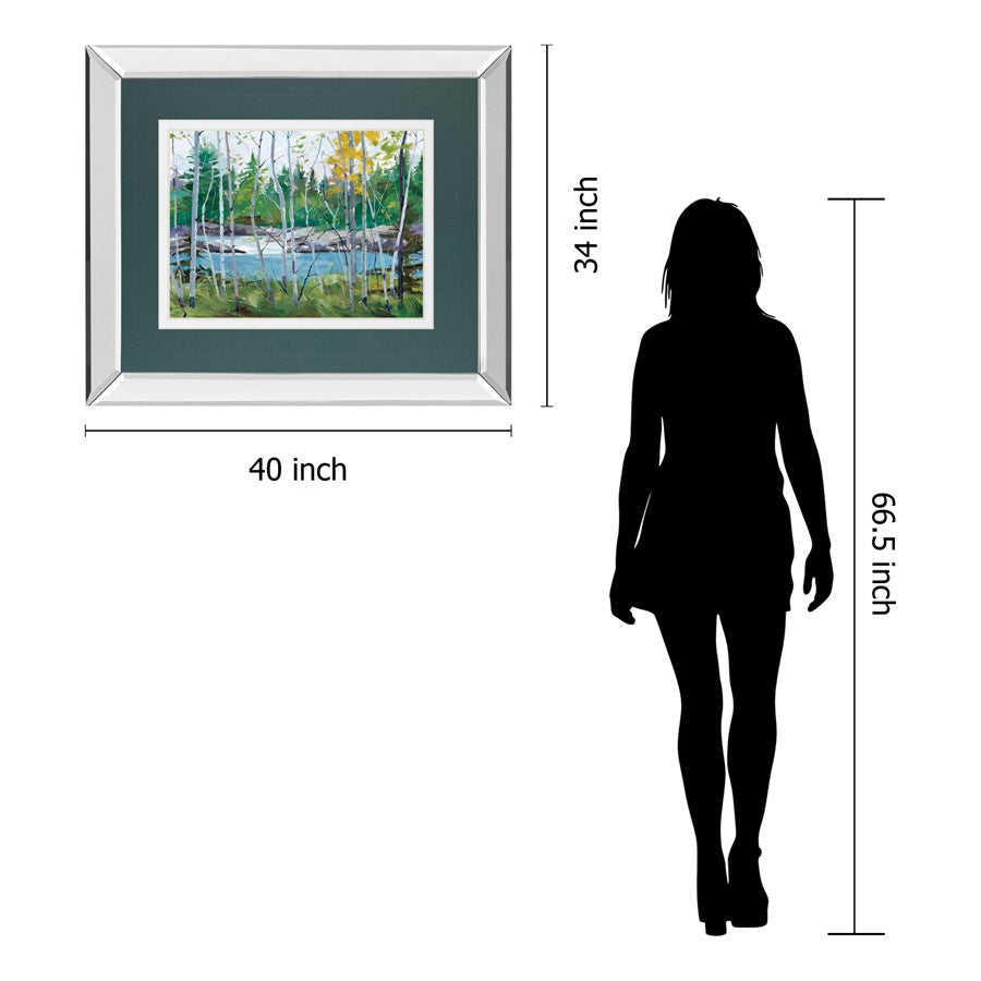 Classy Living Birch River View Wall Art 40x34in | Mirrored Frame Transitional | Living Room & Office Decor | 40 x 34 x 3 in | Model DM5661MF
