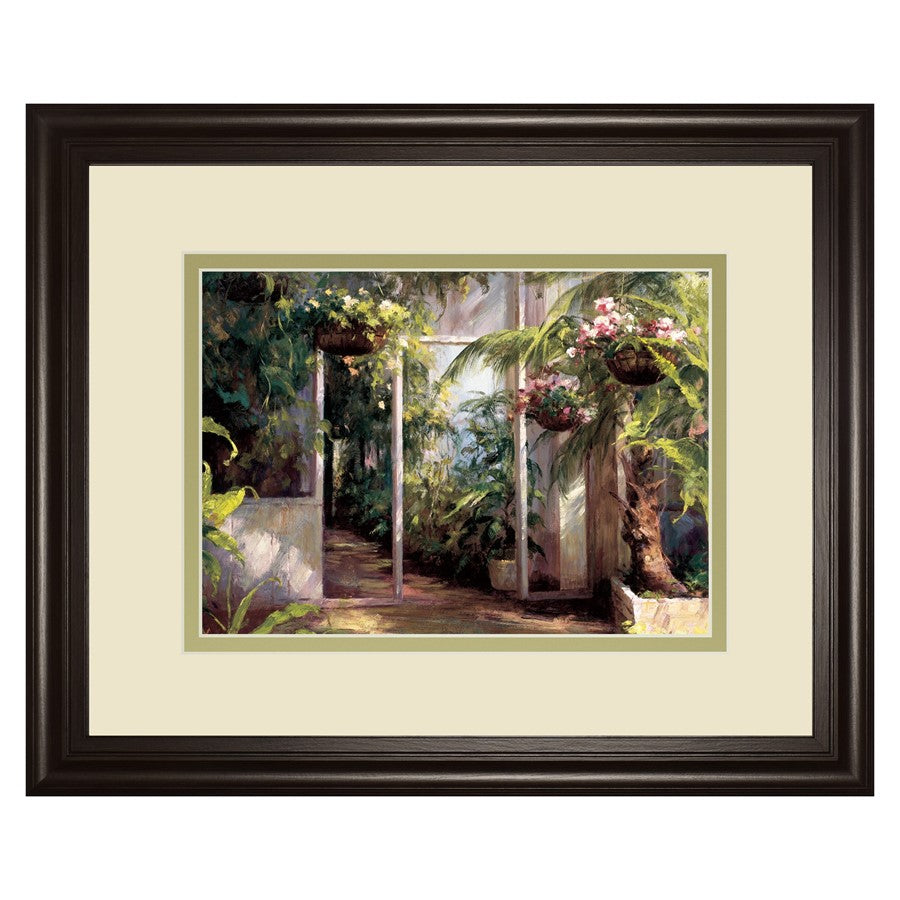 Classy Living Morning Atrium Wall Art 40x34in | Transitional Dark Chocolate MDF Frame with Paper Art | Living Room, Bedroom & Office Decor | Model DM5662