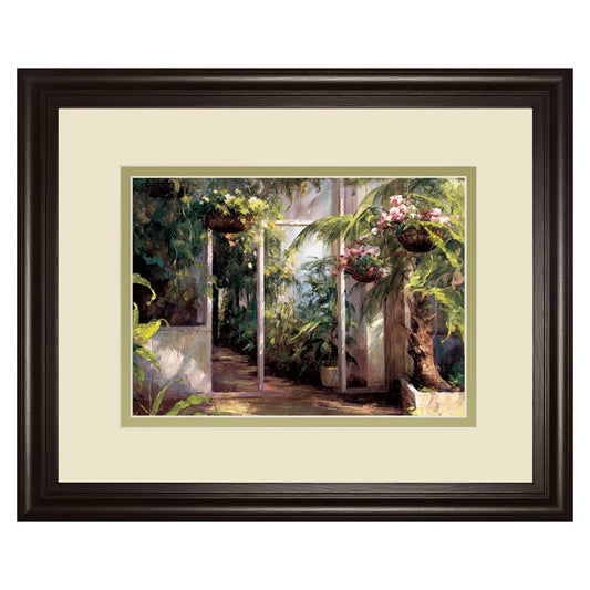 Classy Living Morning Atrium Wall Art 40x34in | Transitional Dark Chocolate MDF Frame with Paper Art | Living Room, Bedroom & Office Decor | Model DM5662