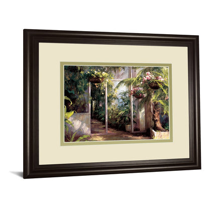 Classy Living Morning Atrium Wall Art 40x34in | Transitional Dark Chocolate MDF Frame with Paper Art | Living Room, Bedroom & Office Decor | Model DM5662