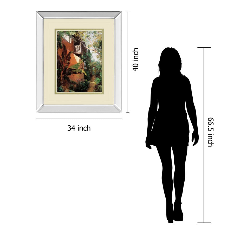 Classy Living Garden Pathway 34x40in Wall Art | Transitional Mirrored Frame and Paper Print | Living Room & Bedroom Decor | 34 x 40 x 3 in | Model DM5664MF