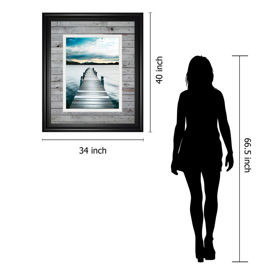 Classy Living Jetty Path 34x40in Wall Art | Country Farmhouse Midnight Aura Frame | Living Room & Office Decor | 1 x 34 x 40 in | Model DM5668