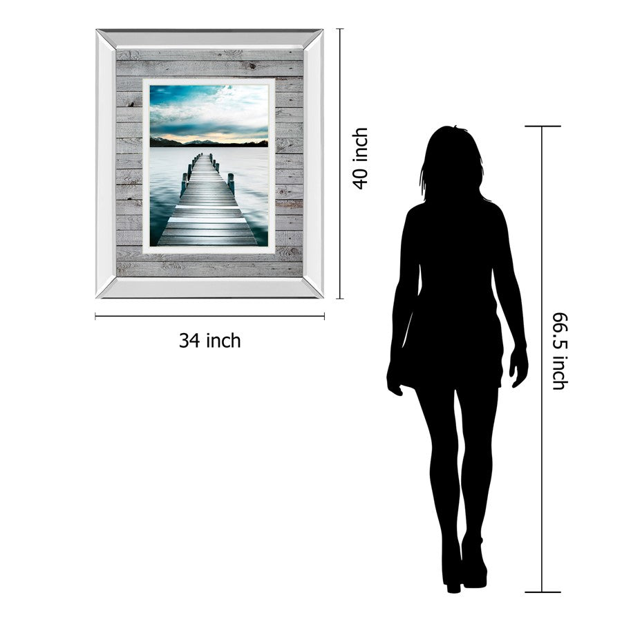 Classy Living Jetty Path Wall Art 34x40in | Country/Farmhouse Mirrored Frame and Double Matting | Living Room & Office Tranquil Decor | Model DM5668MF