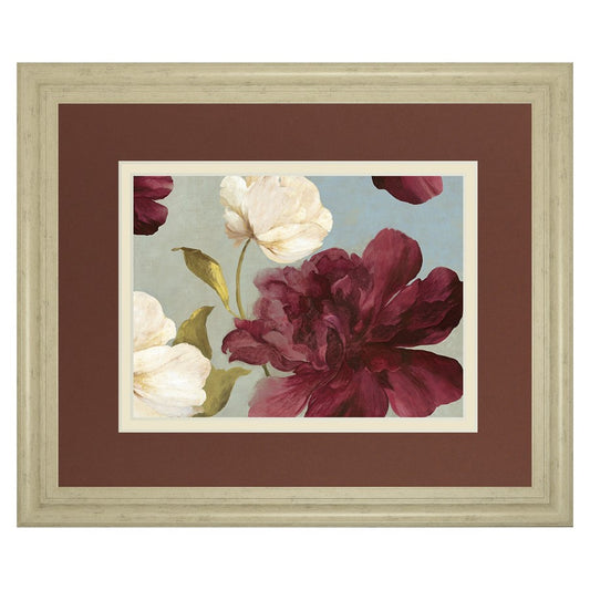 Classy Living Deep Peonies II 40x34in Wall Art | Transitional Floral Print in Ivory Bliss Frame | Living Room & Bedroom Decor | 40 x 34 x 1 | Model DM5678