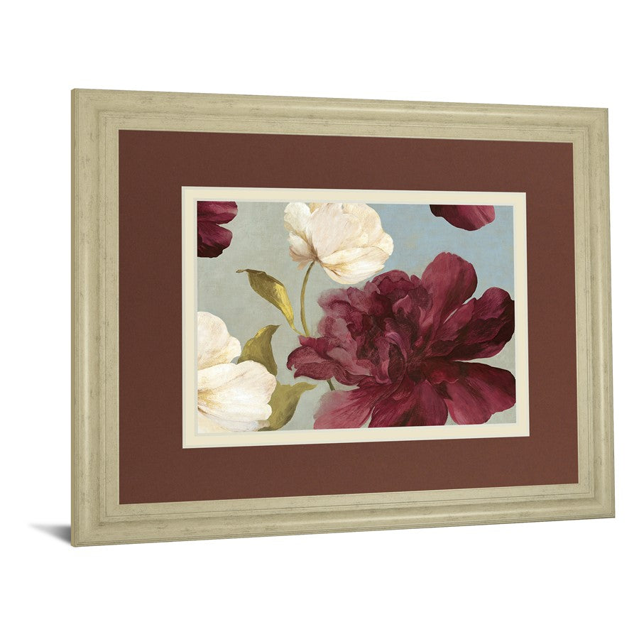Classy Living Deep Peonies II 40x34in Wall Art | Transitional Floral Print in Ivory Bliss Frame | Living Room & Bedroom Decor | 40 x 34 x 1 | Model DM5678