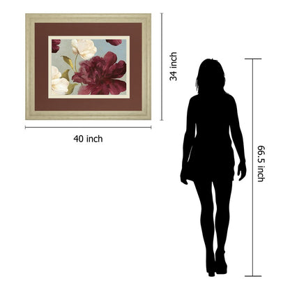 Classy Living Deep Peonies II 40x34in Wall Art | Transitional Floral Print in Ivory Bliss Frame | Living Room & Bedroom Decor | 40 x 34 x 1 | Model DM5678