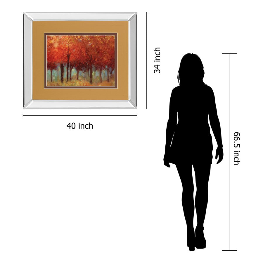Classy Living Crimson Canopy 40x34in Wall Art | Transitional Mirrored Frame | Living Room, Bedroom & Office Decor | 40 x 34 x 3 in | Model DM5679MF