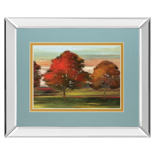 Classy Living Autumn Glow Wall Art 40x34in | Contemporary Mirrored Frame Fall Landscape | Living Room & Bedroom Decor | 3 x 40 x 34 in | Model DM5683MF