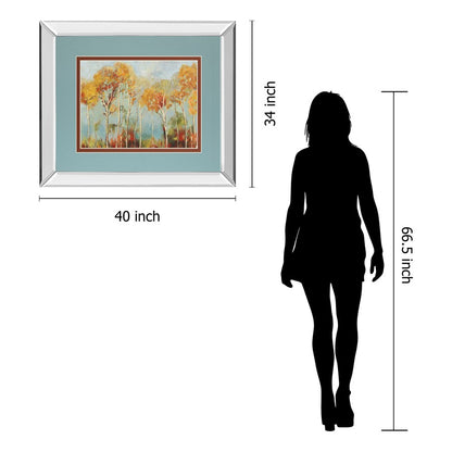 Classy Living Up Front Wall Art 40x34in | Contemporary Autumn Trees on Mirrored Frame | Living Room & Office Decor | 40 x 34 x 3 in | Model DM5684MF