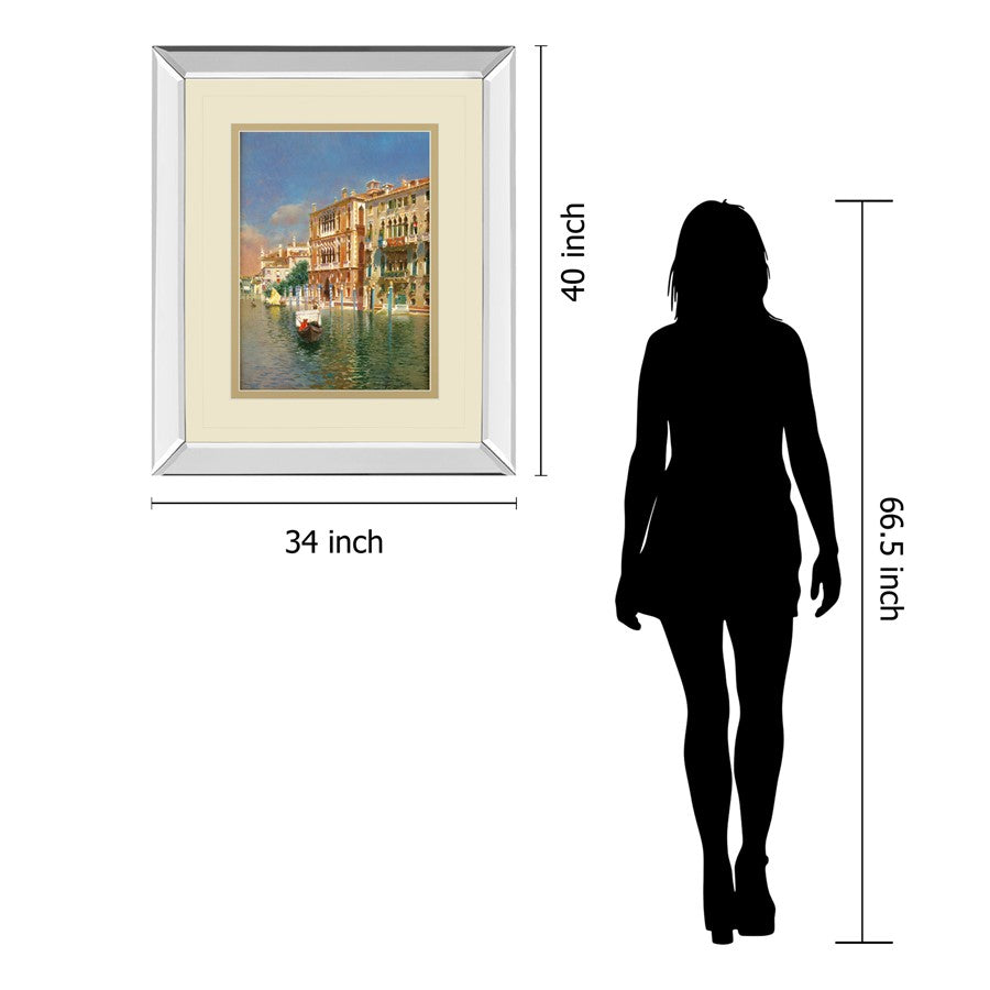 Classy Living Sunlit Grand Palazzo 34x40in Wall Art | Transitional Mirrored Frame | Living Room & Office Decor | 34 x 40 x 3 in | Model DM5690MF