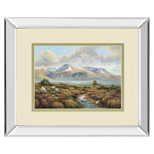 Classy Living Mountain Serenity Wall Art 40x34in | Traditional Mirrored Frame Landscape | Living Room & Bedroom Decor | 3 x 40 x 34 in | Model DM5692MF
