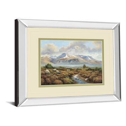 Classy Living Mountain Serenity Wall Art 40x34in | Traditional Mirrored Frame Landscape | Living Room & Bedroom Decor | 3 x 40 x 34 in | Model DM5692MF