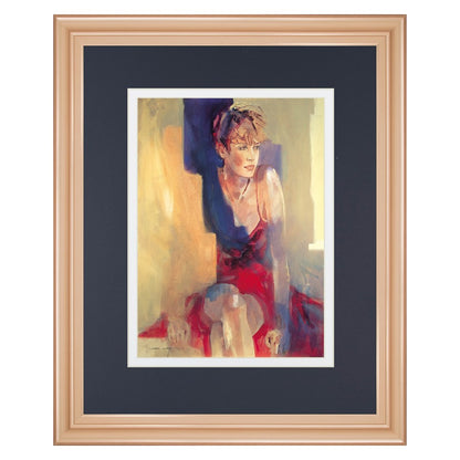 Classy Living Contemplative Figure 34x40in Framed Wall Art | Transitional Rose Gold MDF Frame and Paper Print | Living Room, Bedroom & | Model DM5694