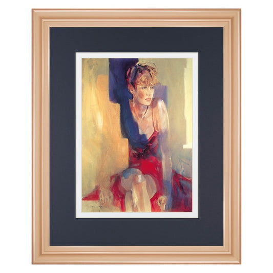 Classy Living Contemplative Figure 34x40in Framed Wall Art | Transitional Rose Gold MDF Frame and Paper Print | Living Room, Bedroom & | Model DM5694