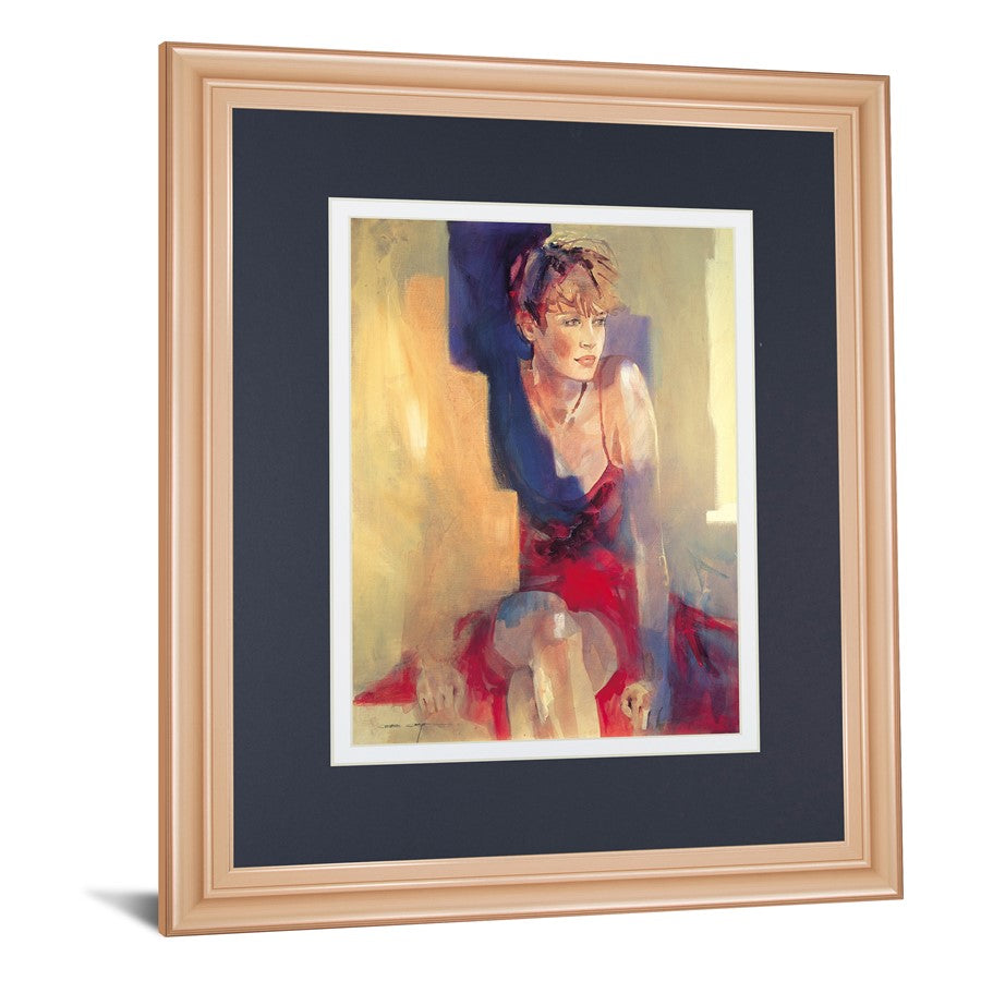 Classy Living Contemplative Figure 34x40in Framed Wall Art | Transitional Rose Gold MDF Frame and Paper Print | Living Room, Bedroom & | Model DM5694