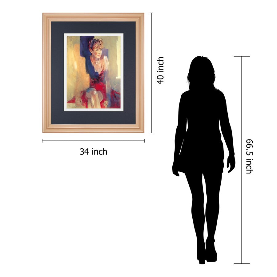 Classy Living Contemplative Figure 34x40in Framed Wall Art | Transitional Rose Gold MDF Frame and Paper Print | Living Room, Bedroom & | Model DM5694