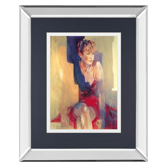 Classy Living Contemplative Figure Wall Art 34x40in | Transitional Mirrored Frame | Living Room & Office Decor | 34 x 40 x 3 in, Vertical | Model DM5694MF