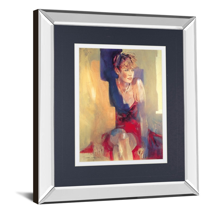 Classy Living Contemplative Figure Wall Art 34x40in | Transitional Mirrored Frame | Living Room & Office Decor | 34 x 40 x 3 in, Vertical | Model DM5694MF