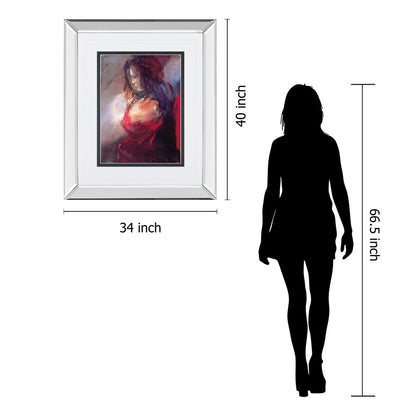 Classy Living Introspective Grace 34x40in Wall Art | Transitional Mirrored Frame Portrait | Living Room & Bedroom Decor | 34 x 40 x 3 in | Model DM5695MF