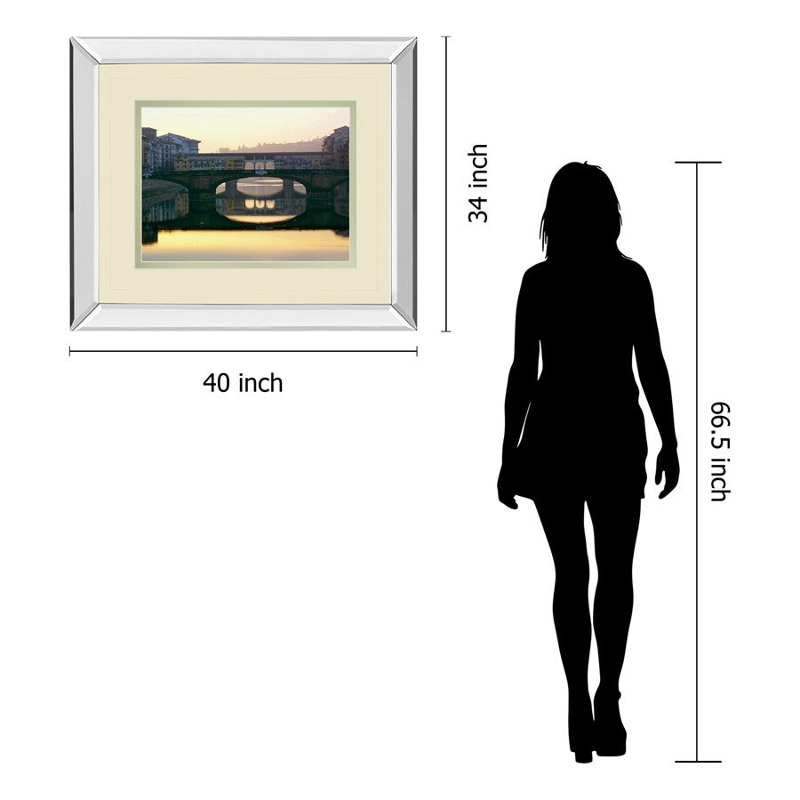 Classy Living Golden Reflection 40x34in Wall Art | Transitional Mirrored Frame | Living Room & Office Decor | 40 x 34 x 3 in | Model DM5696MF