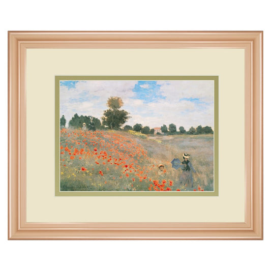 Classy Living Wild Poppies View 40x34in Wall Art | Transitional Rose Gold MDF Frame & Paper Print | Living Room & Bedroom Decor | 40 x 34 x | Model DM5699