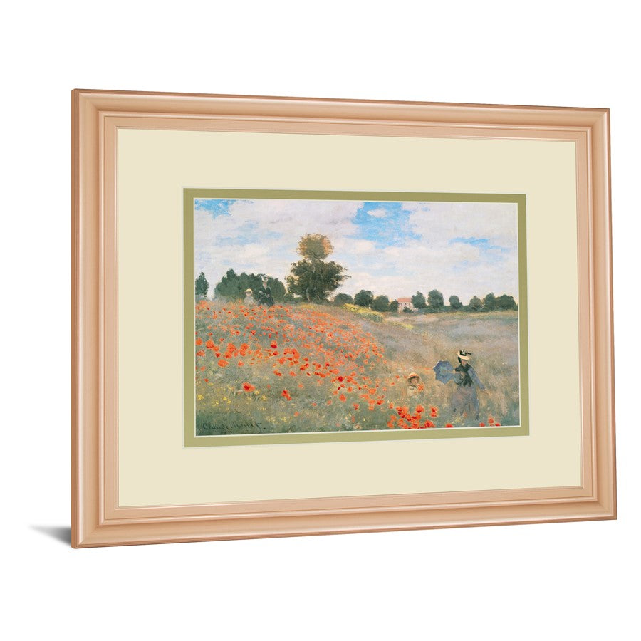 Classy Living Wild Poppies View 40x34in Wall Art | Transitional Rose Gold MDF Frame & Paper Print | Living Room & Bedroom Decor | 40 x 34 x | Model DM5699