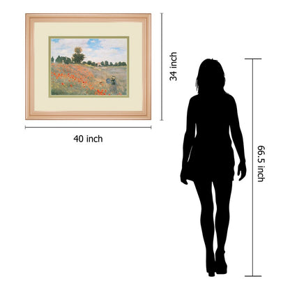 Classy Living Wild Poppies View 40x34in Wall Art | Transitional Rose Gold MDF Frame & Paper Print | Living Room & Bedroom Decor | 40 x 34 x | Model DM5699