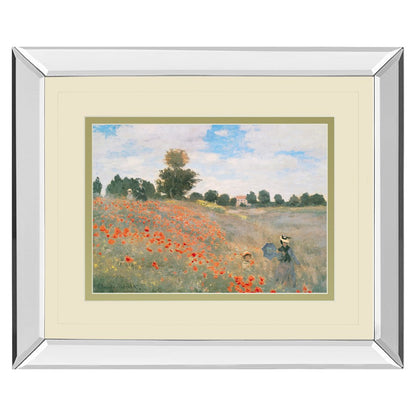 Classy Living Wild Poppies View Wall Art 40x34in | Transitional Mirrored Frame with Double Matting | Living Room & Office Decor | 40 x 34 | Model DM5699MF