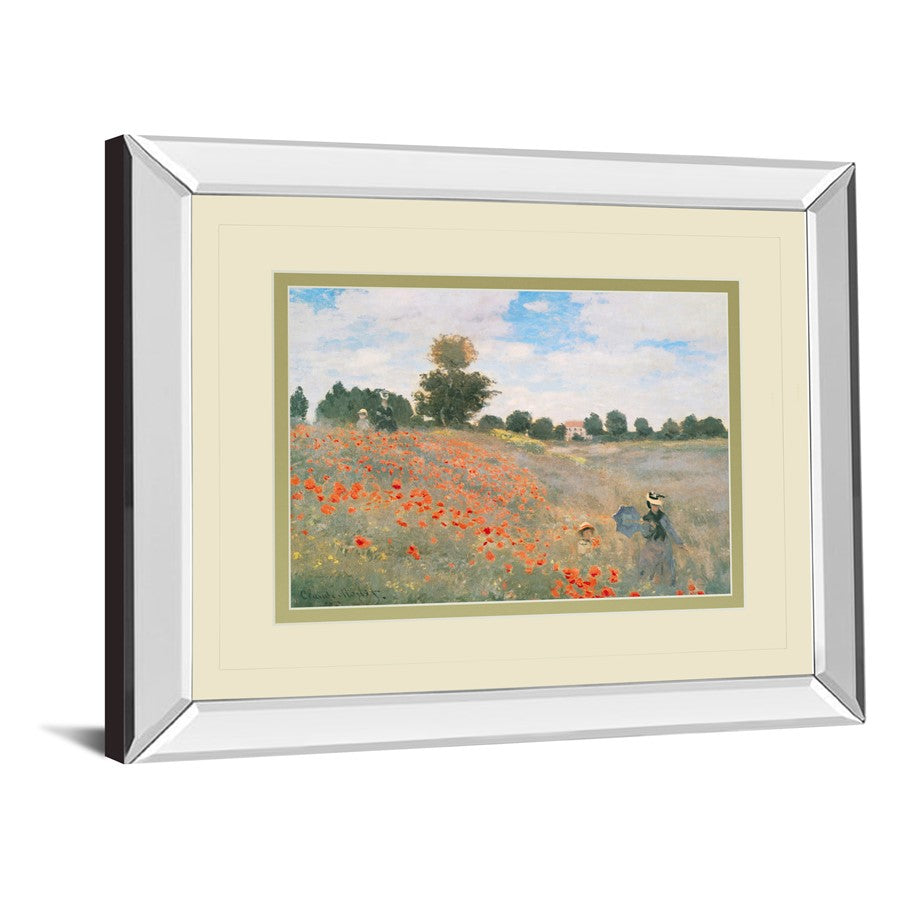Classy Living Wild Poppies View Wall Art 40x34in | Transitional Mirrored Frame with Double Matting | Living Room & Office Decor | 40 x 34 | Model DM5699MF