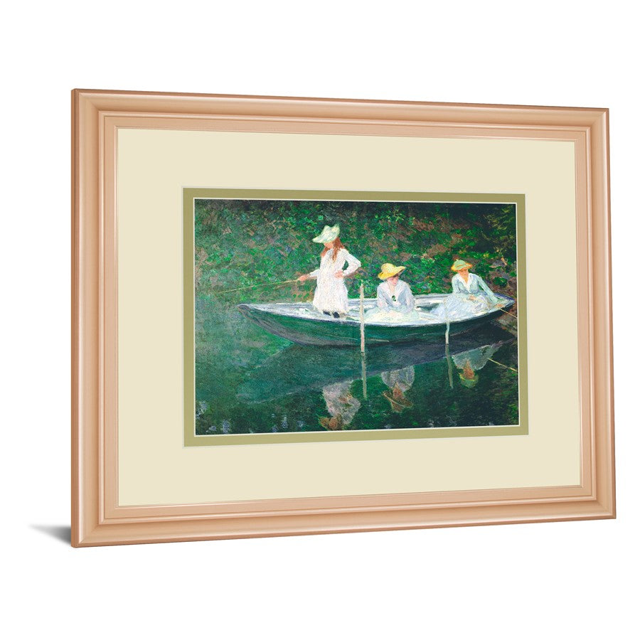 Classy Living Tranquil Rowers Wall Art 40x34in | Transitional Rose Gold MDF Frame and Paper Print | Living Room & Office Decor | 1 x 40 x | Model DM5700