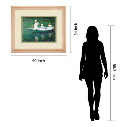 Classy Living Tranquil Rowers Wall Art 40x34in | Transitional Rose Gold MDF Frame and Paper Print | Living Room & Office Decor | 1 x 40 x | Model DM5700