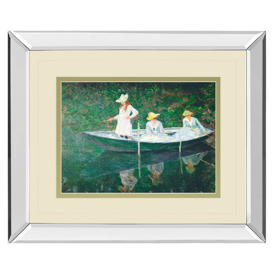 Classy Living Tranquil Rowers 40x34in Wall Art | Transitional Mirrored Frame and Double Matting | Living Room & Office Decor | 3 x 40 x | Model DM5700MF