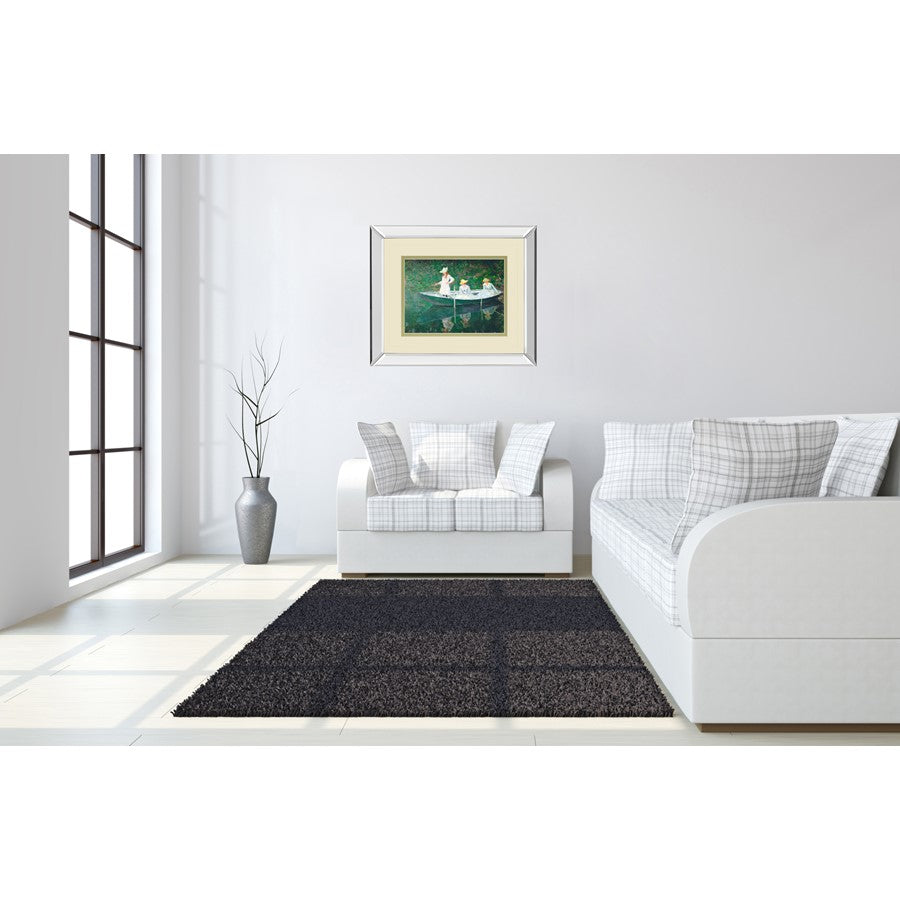 Classy Living Tranquil Rowers 40x34in Wall Art | Transitional Mirrored Frame and Double Matting | Living Room & Office Decor | 3 x 40 x | Model DM5700MF