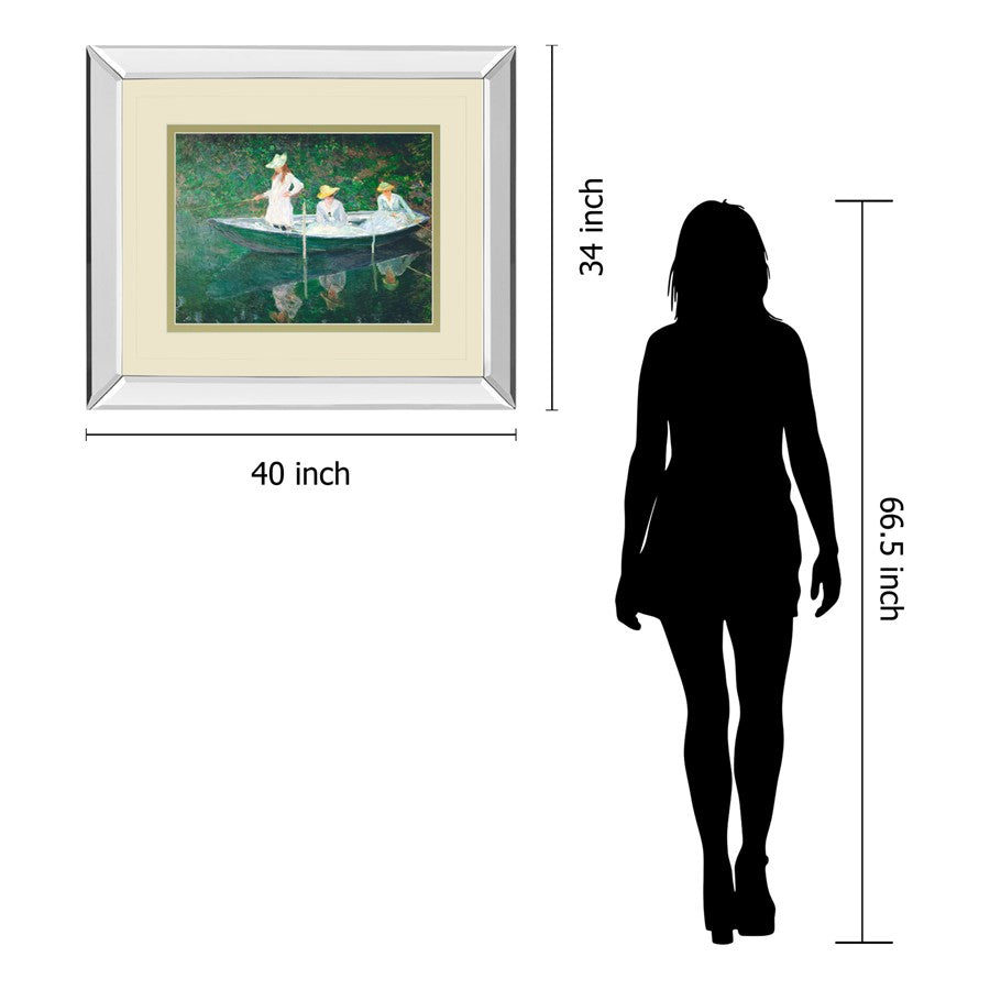 Classy Living Tranquil Rowers 40x34in Wall Art | Transitional Mirrored Frame and Double Matting | Living Room & Office Decor | 3 x 40 x | Model DM5700MF