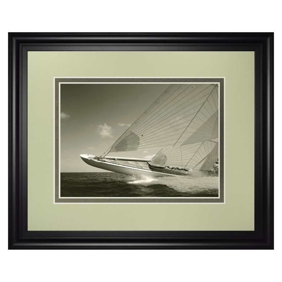 Classy Living Sailing Elegance 40x34in Wall Art | Traditional Nautical Framed Print, Midnight Aura MDF Frame | Living Room & Office | Model DM5702