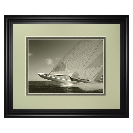 Classy Living Sailing Elegance 40x34in Wall Art | Traditional Nautical Framed Print, Midnight Aura MDF Frame | Living Room & Office | Model DM5702