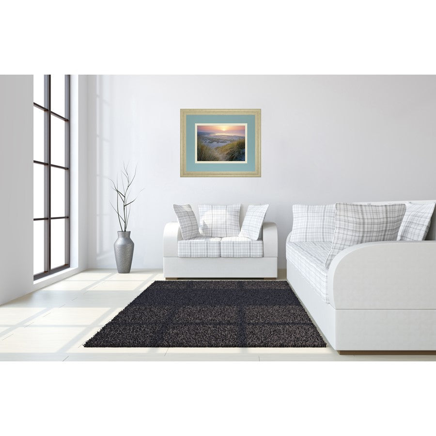 Classy Living Serene Dunes 40x34in Rectangular Wall Art | Contemporary Paper Print in Ivory Bliss MDF Frame | Living Room & Bedroom | Model DM5703