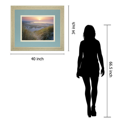 Classy Living Serene Dunes 40x34in Rectangular Wall Art | Contemporary Paper Print in Ivory Bliss MDF Frame | Living Room & Bedroom | Model DM5703